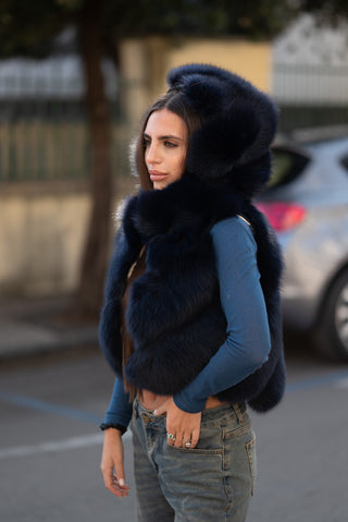 Blue fox vest