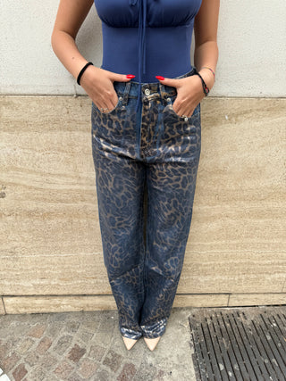 Jeans laminato Leopard