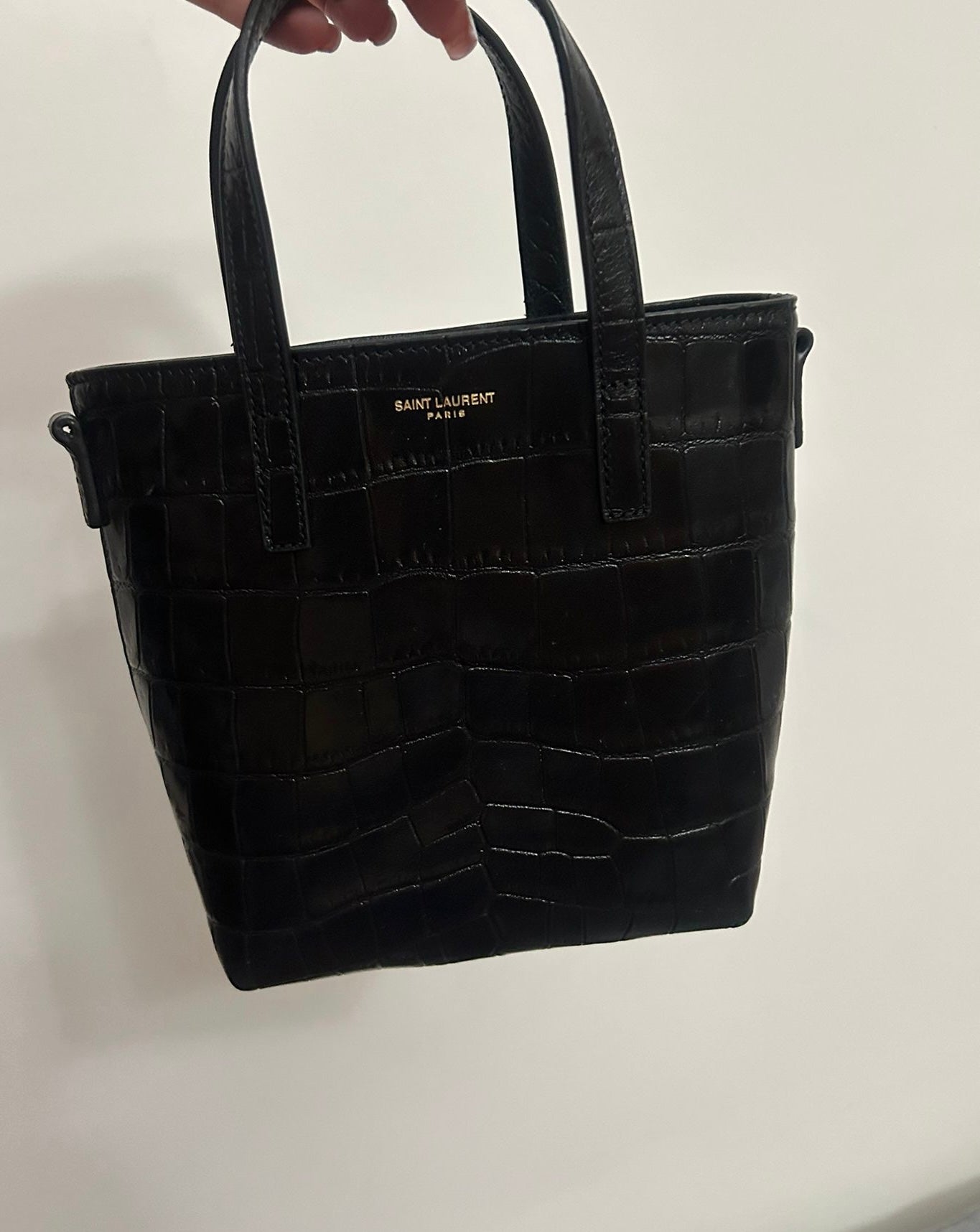 MINI TOY SHOPPING SAINT LAURENT IN PELLE GOFFRATA COCCODRILLO