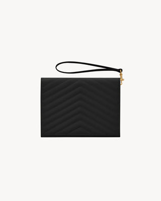 Cassandre Flap Pouch in pelle goffrada Grain De Poudre trapuntata