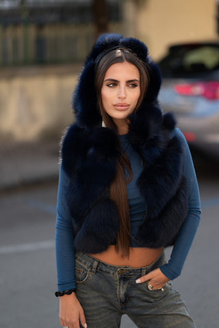 Gilet en renard bleu