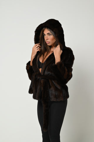 Visone cappuccio e cintura 795