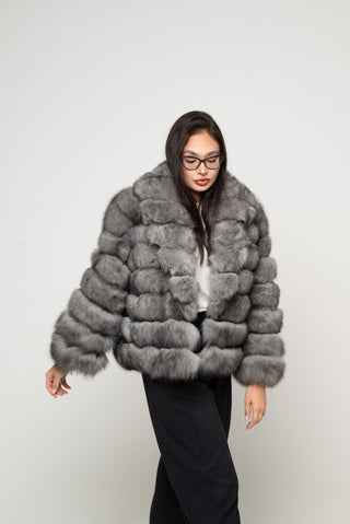 Giacca in volpe modello Sermona - Blue Frost