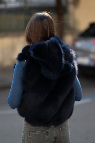 Gilet en renard bleu