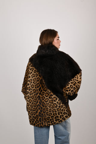 Giacca in Leopardo e Opossum A793