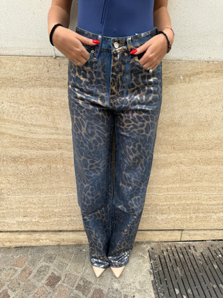 Jeans laminato Leopard