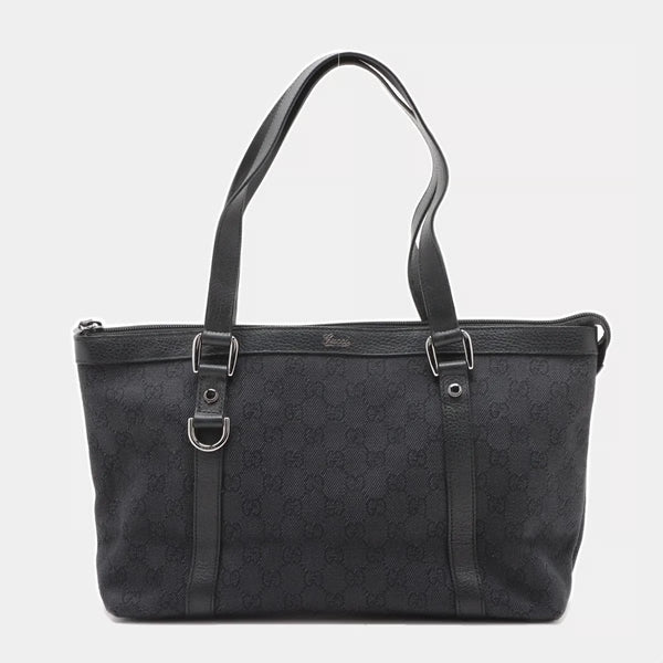 Gucci GG Canvas Canvas & Leather Hand bag Black