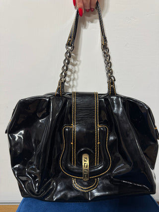 Fendi B bag patent leather bag