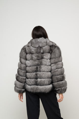 Giacca in volpe modello Sermona - Blue Frost