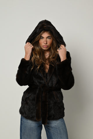 Visone cappuccio e cintura 1448