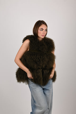 Gilet in mongolia verde