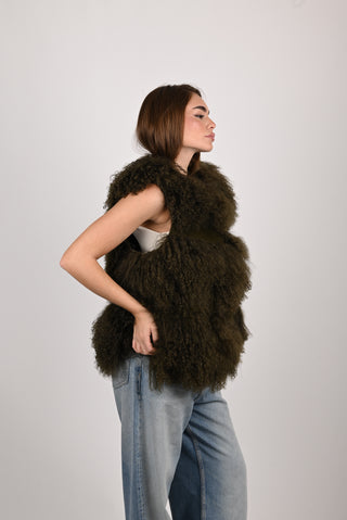 Gilet in mongolia verde