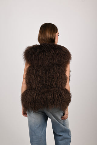 Gilet in mongolia marrone