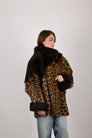 Giacca in Leopardo e Opossum A793