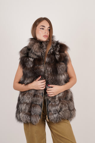 Gilet in volpe argentata A667