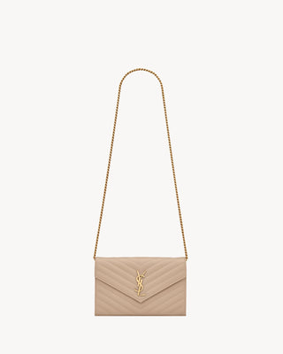 Pochette con catena Cassandre classica in pelle Grain De Poudre